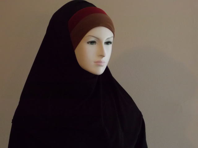 Black with redish brownTriple Band undersacrf 2 piece hijab 24